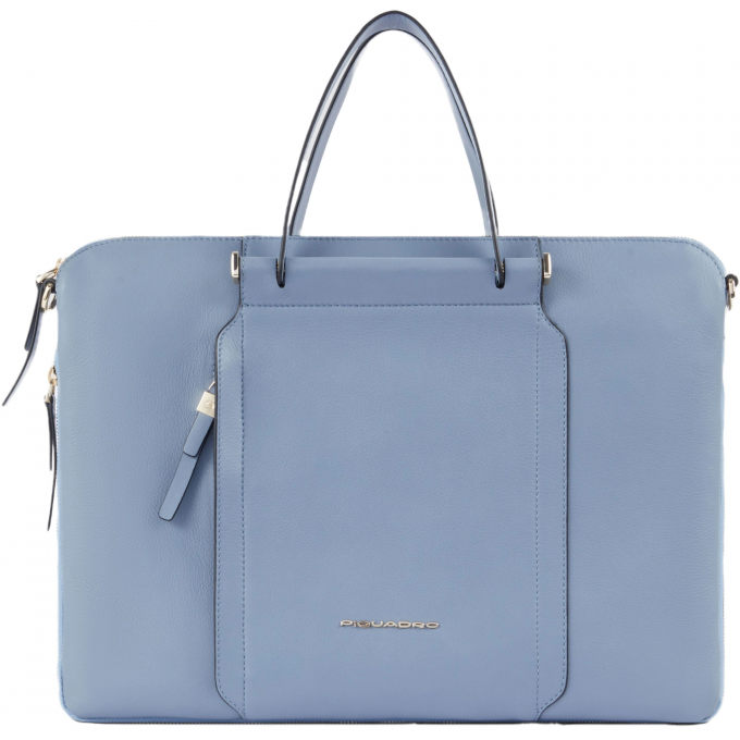 Деловая сумка женская PIQUADRO CIRCLE с отделением для ноутбука 15.6" голубая натуральная кожа CA4021W92/AZ3