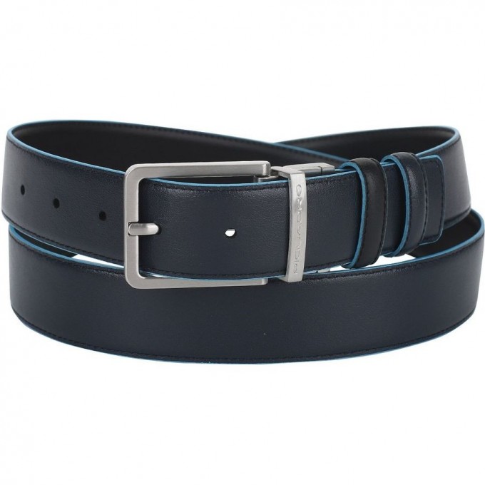 Ремень мужской PIQUADRO BLACK SQUARE (черный/синий) CU2619B2/NBLU2